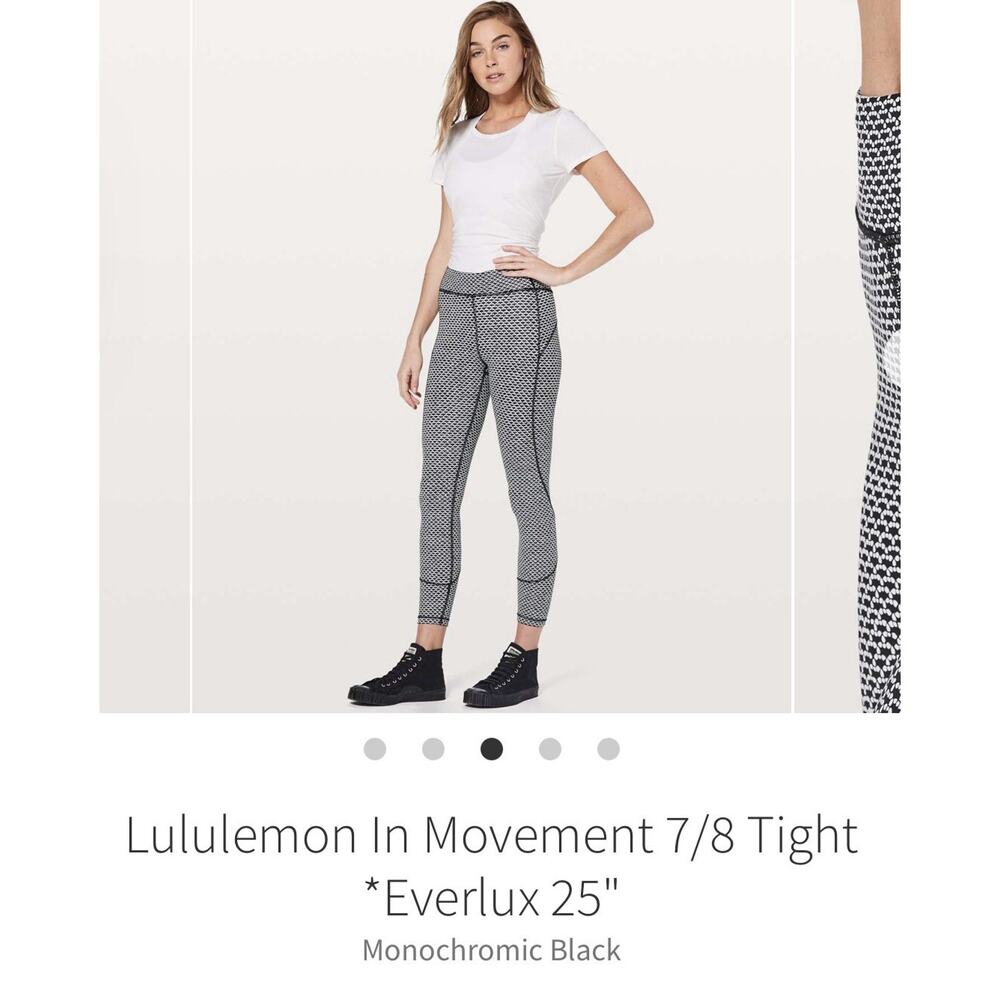 Lululemon Women’s In Movement 7/8 Legging Black Size 4 Stretchy Athleisure Pants